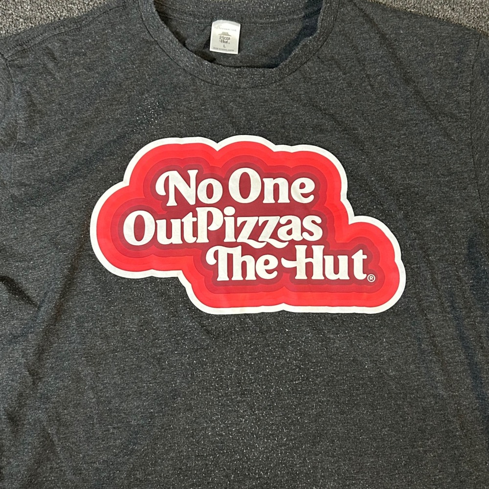 Pizza Hut No One OutPizzas The Hut Graphic T-Shirt Charcoal Gray Mens Large L